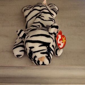 Ty Beanie Baby "Blizzard" Plush with Black and White Stripes
